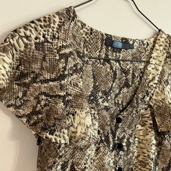 NWT Anthropologie Eva Franco Willow Snakeskin Print Lace Flutter Sleeve Top XS - Picture 4 of 10